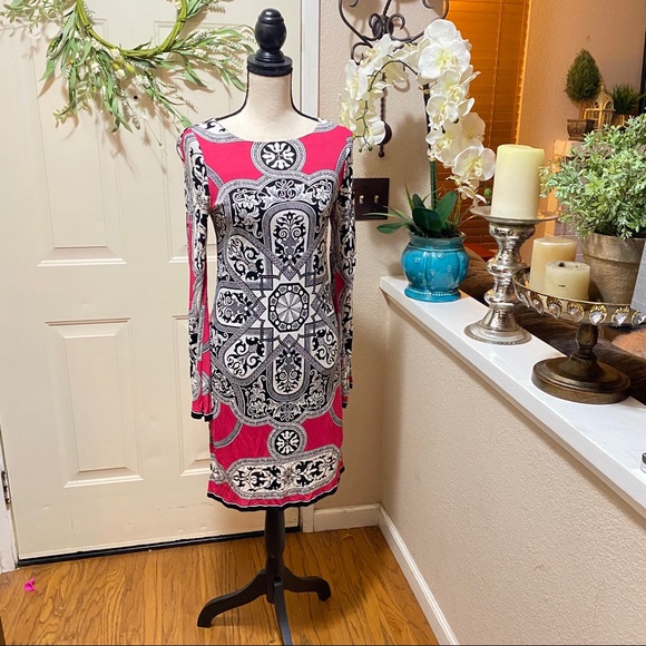 Nicole Miller StudioOne HotPinkPaisley Shift Dress - Picture 2 of 11